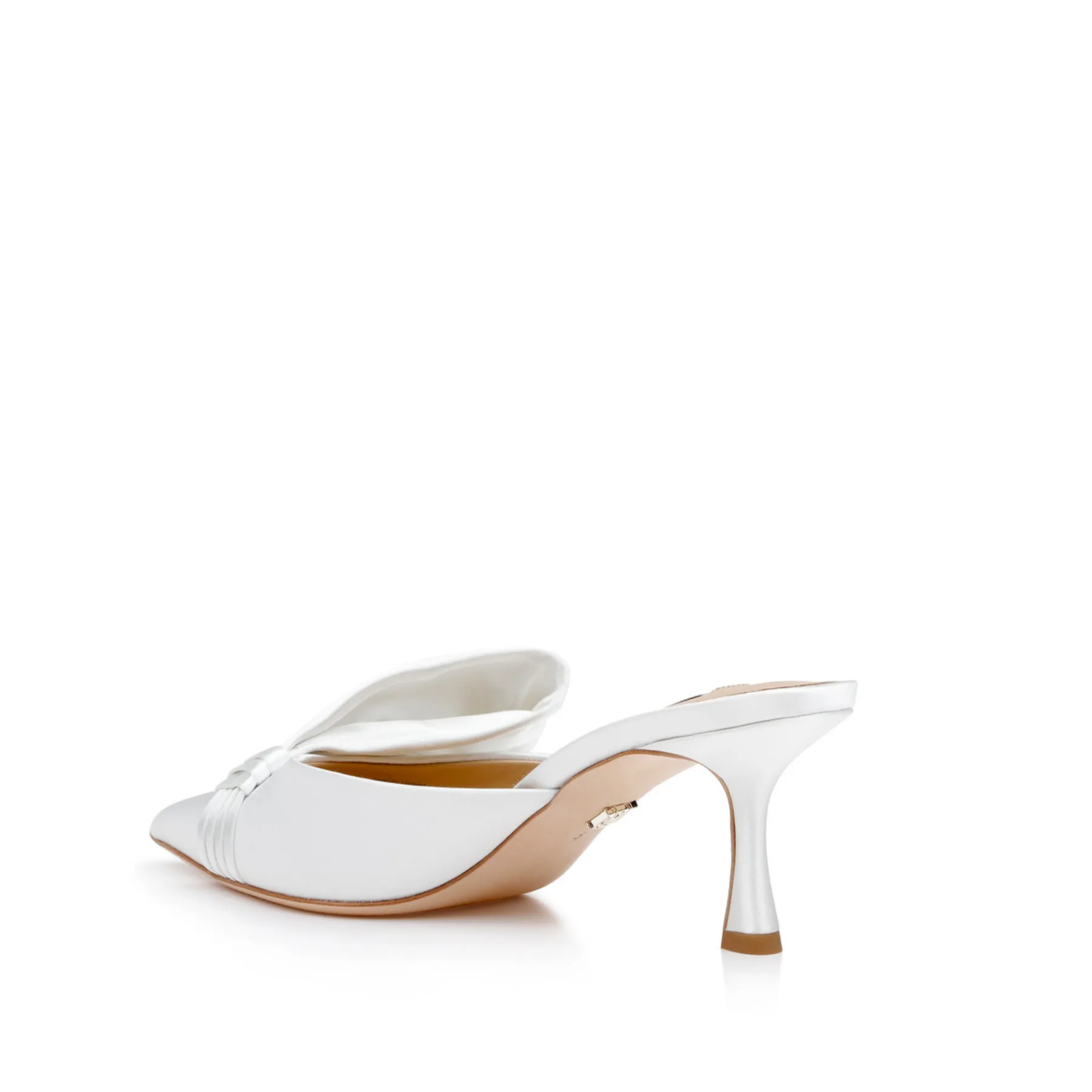 Alaya - Bow Satin Pointed Toe Mules - White