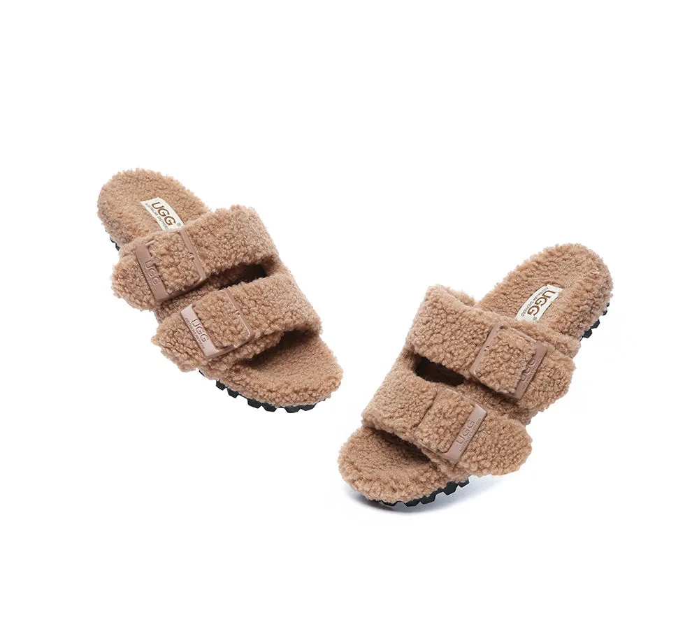 AUSTRALIAN SHEPHERD® UGG Women Shearling Buckle Sandal Slides Jennie