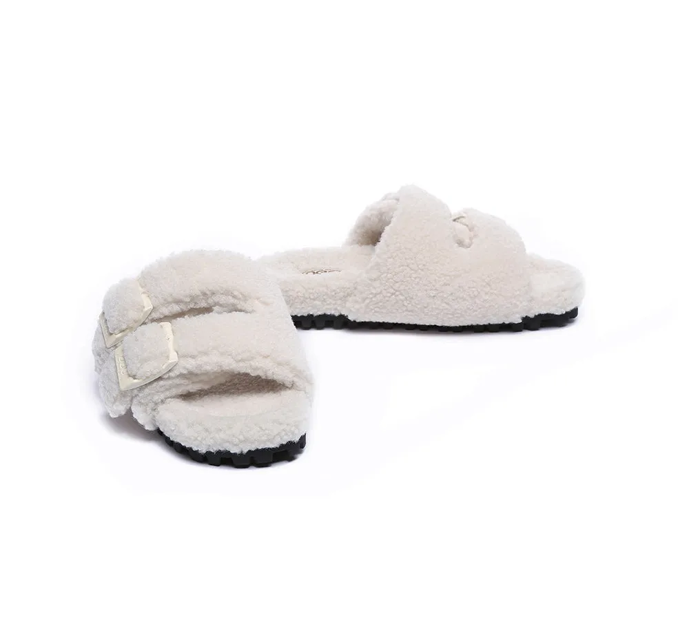 AUSTRALIAN SHEPHERD® UGG Women Shearling Buckle Sandal Slides Jennie