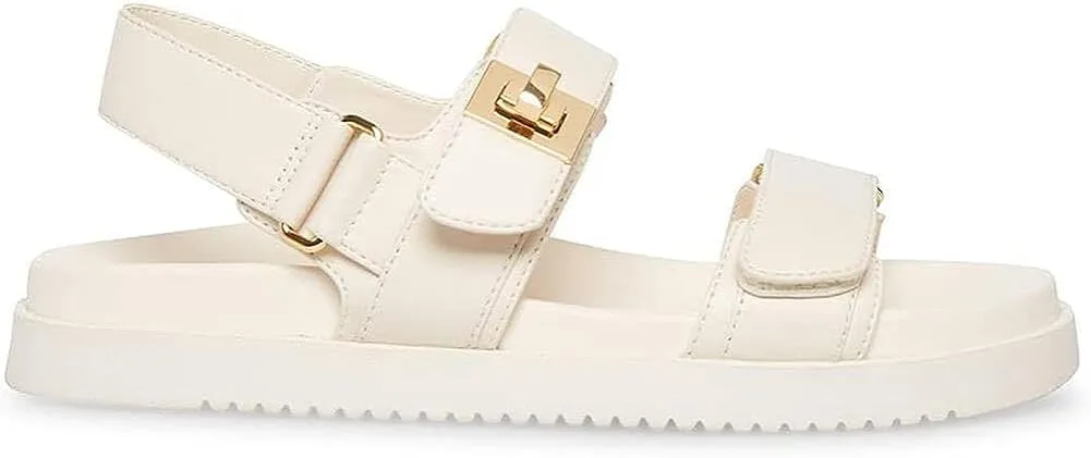 Black Leather Buckle Strap Comfy Open Toe Sandals