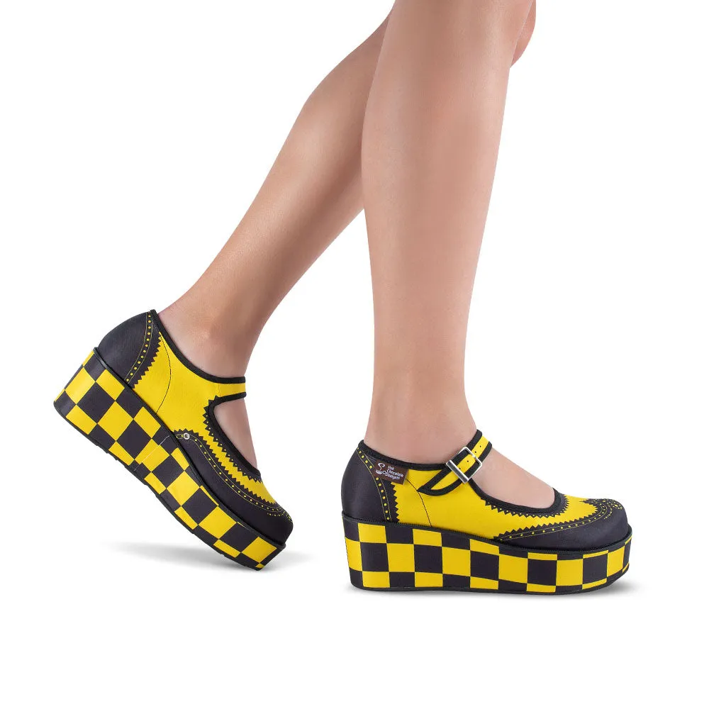 Chocolaticas® Havana Checkers Yellow Women's Mary Jane Platform