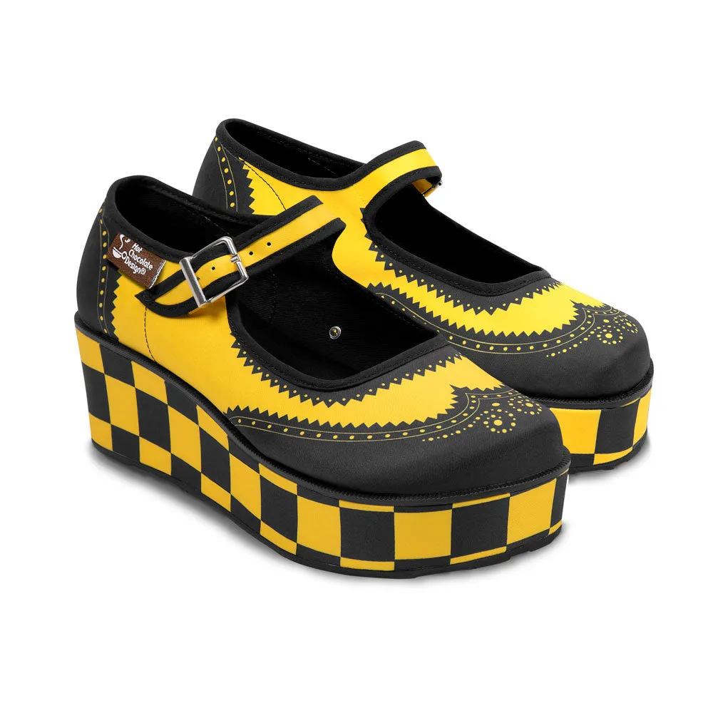 Chocolaticas® Havana Checkers Yellow Women's Mary Jane Platform