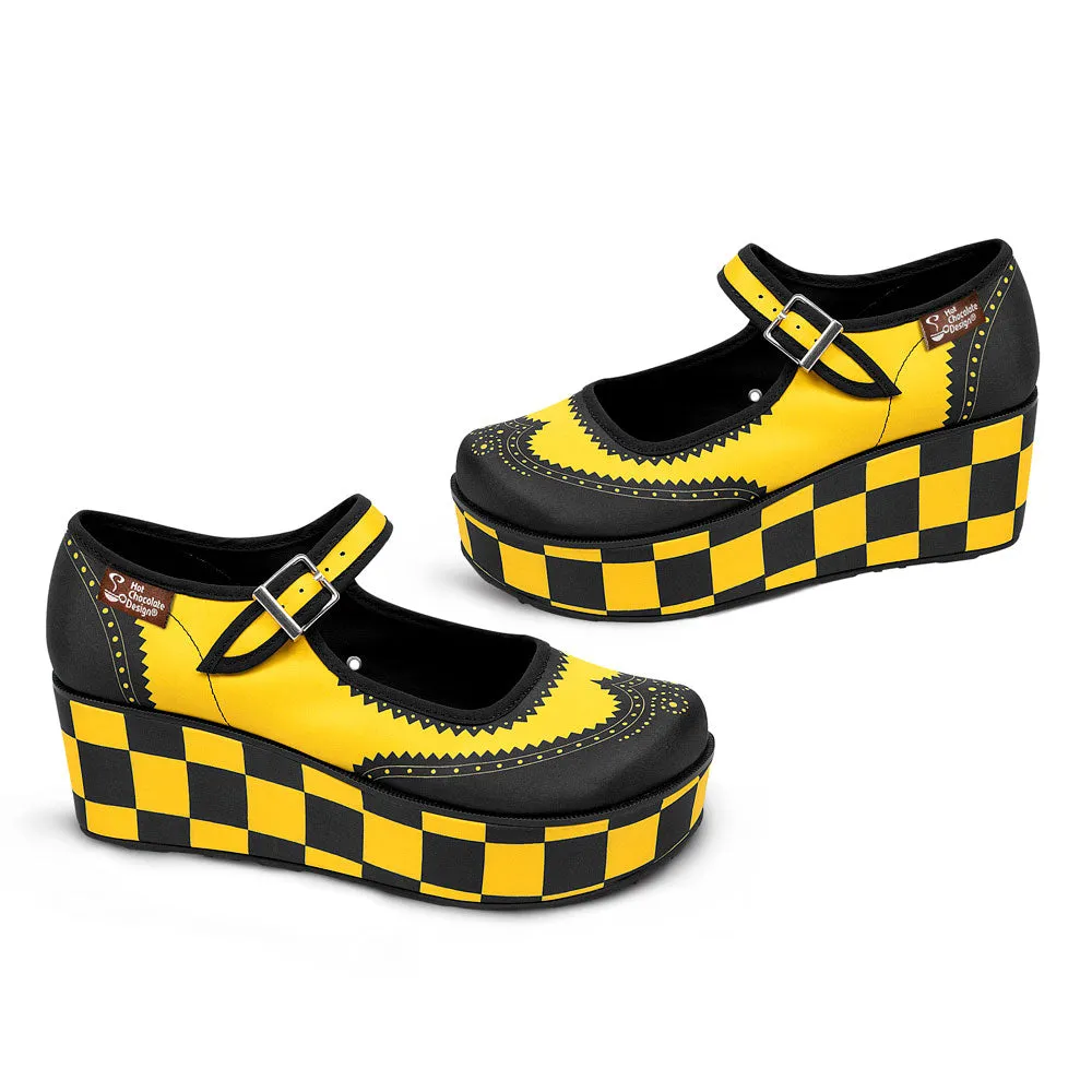 Chocolaticas® Havana Checkers Yellow Women's Mary Jane Platform