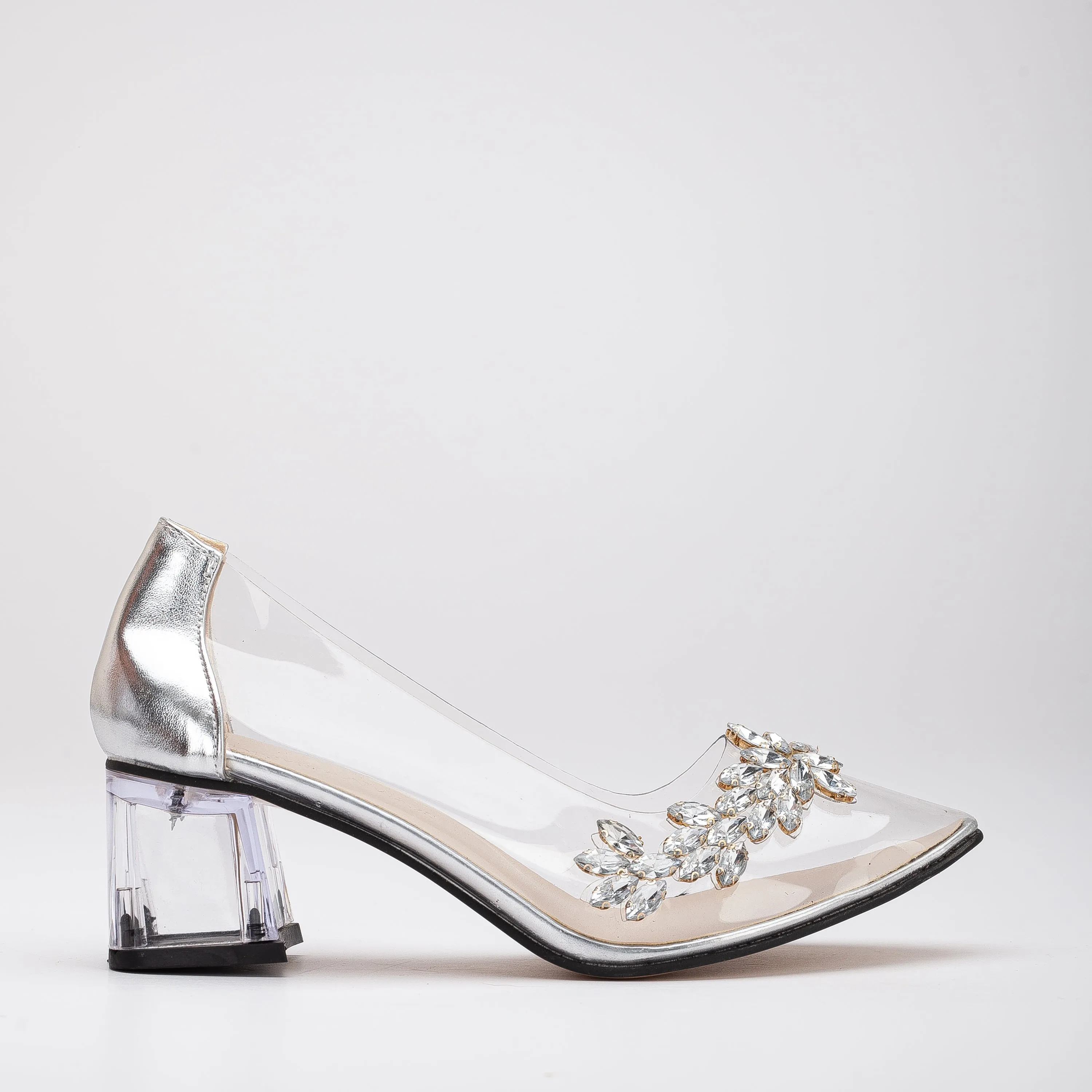 Cindy - Cinderella Shoes Low Silver Heel