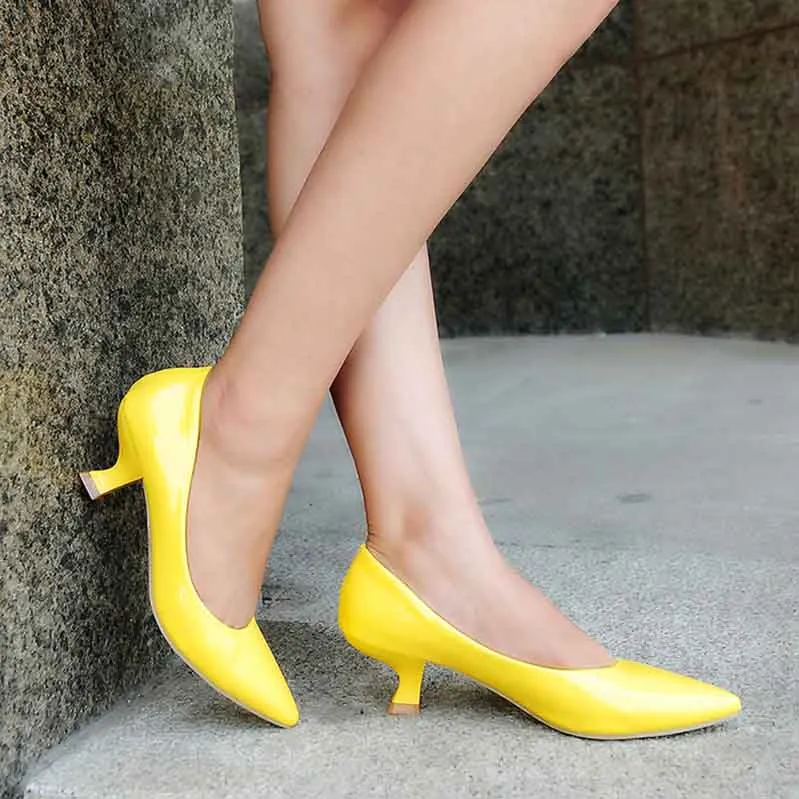 Classic Slip on Dress Shoes 50mm Stilettos Pointed Toe Low Heel Pumps