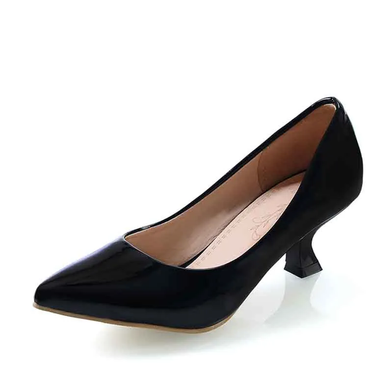 Classic Slip on Dress Shoes 50mm Stilettos Pointed Toe Low Heel Pumps