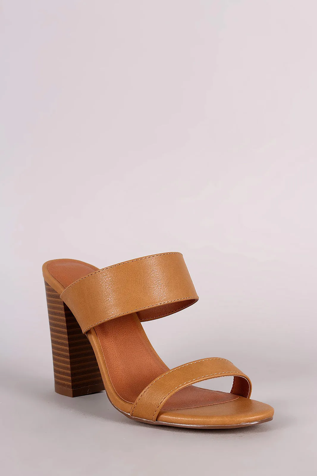 Double Band Open Toe Chunky Heel