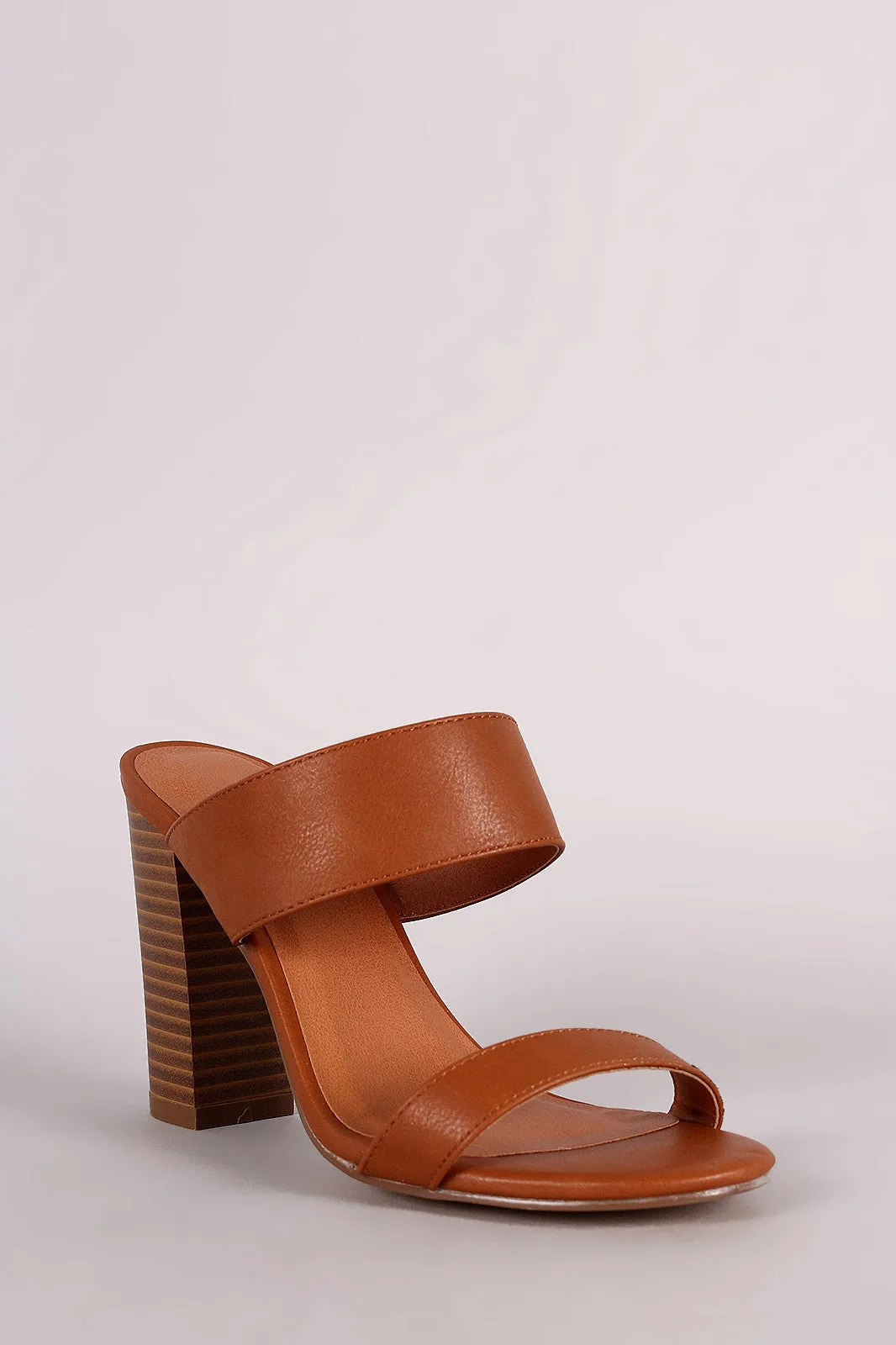 Double Band Open Toe Chunky Heel