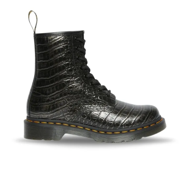 Dr. Martens Women's 1460 Croc Emboss - Gunmetal