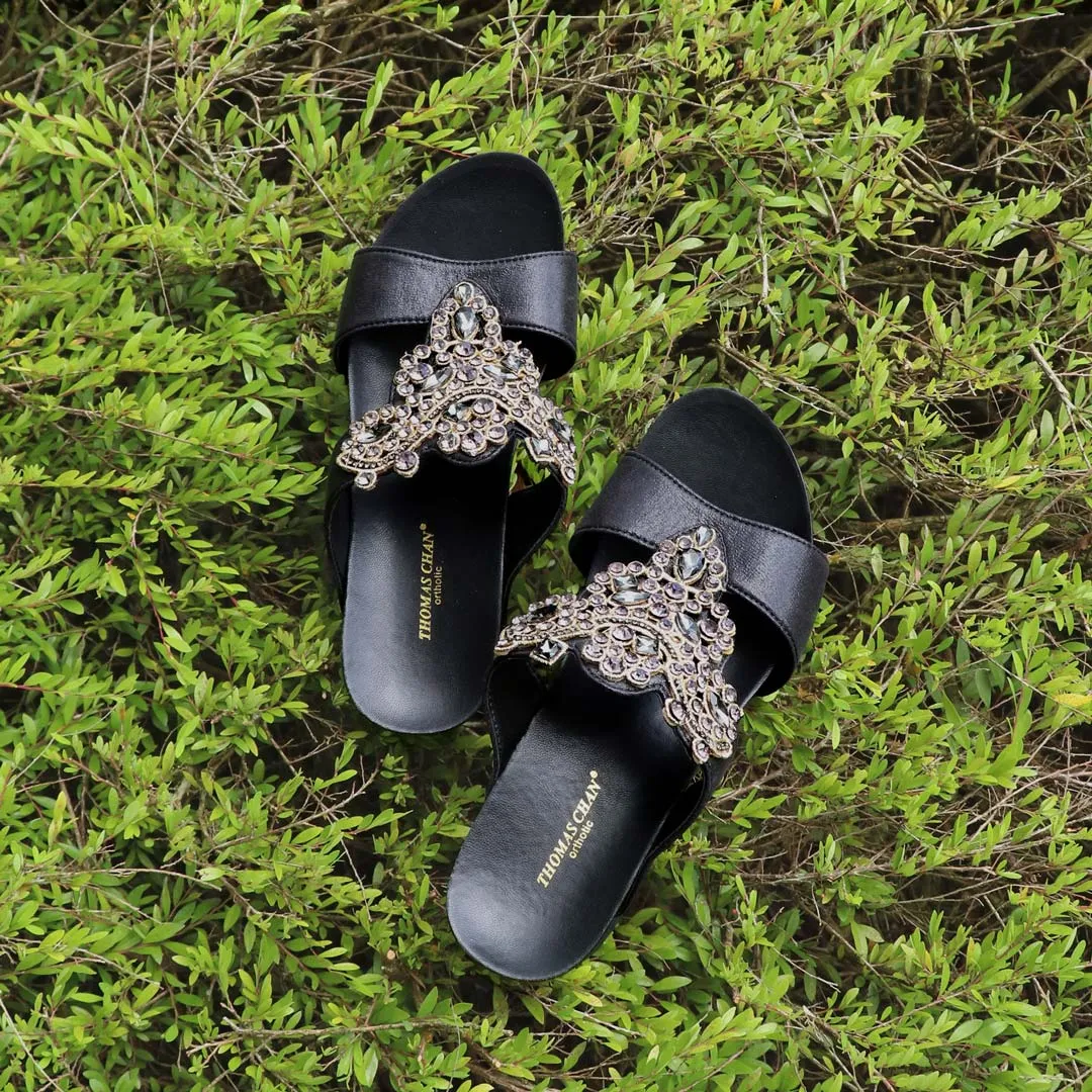 [EXTRA 20% off at cart] Vintage Rhinestone Low Wedge Sandals