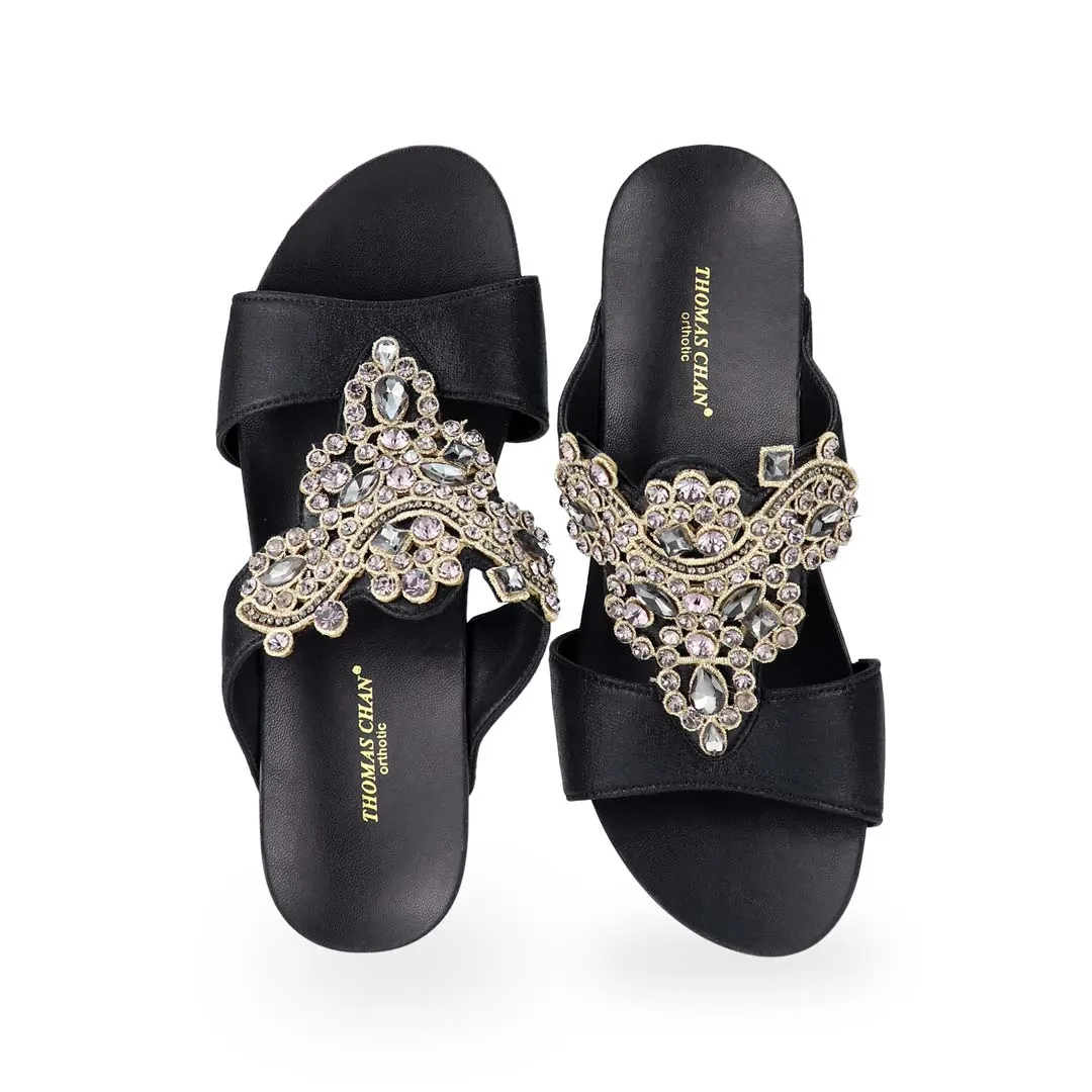 [EXTRA 20% off at cart] Vintage Rhinestone Low Wedge Sandals