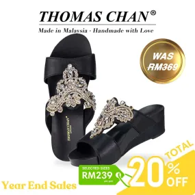 [EXTRA 20% off at cart] Vintage Rhinestone Low Wedge Sandals