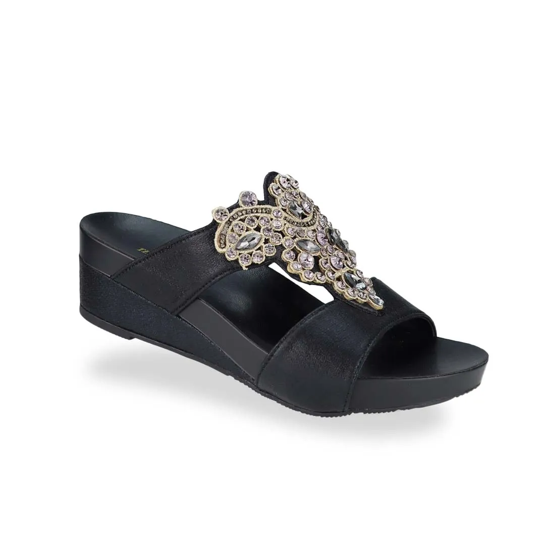 [EXTRA 20% off at cart] Vintage Rhinestone Low Wedge Sandals