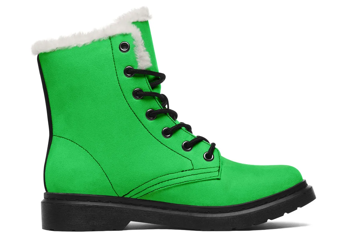 Green And Purple Mismatch Faux Fur Boots