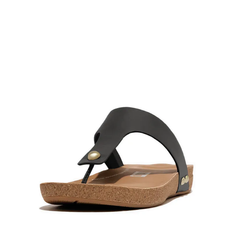 iQUSHION LEATHER TOE-POST SANDALS