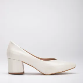 Mariam - Ivory Block Heel Stiletto