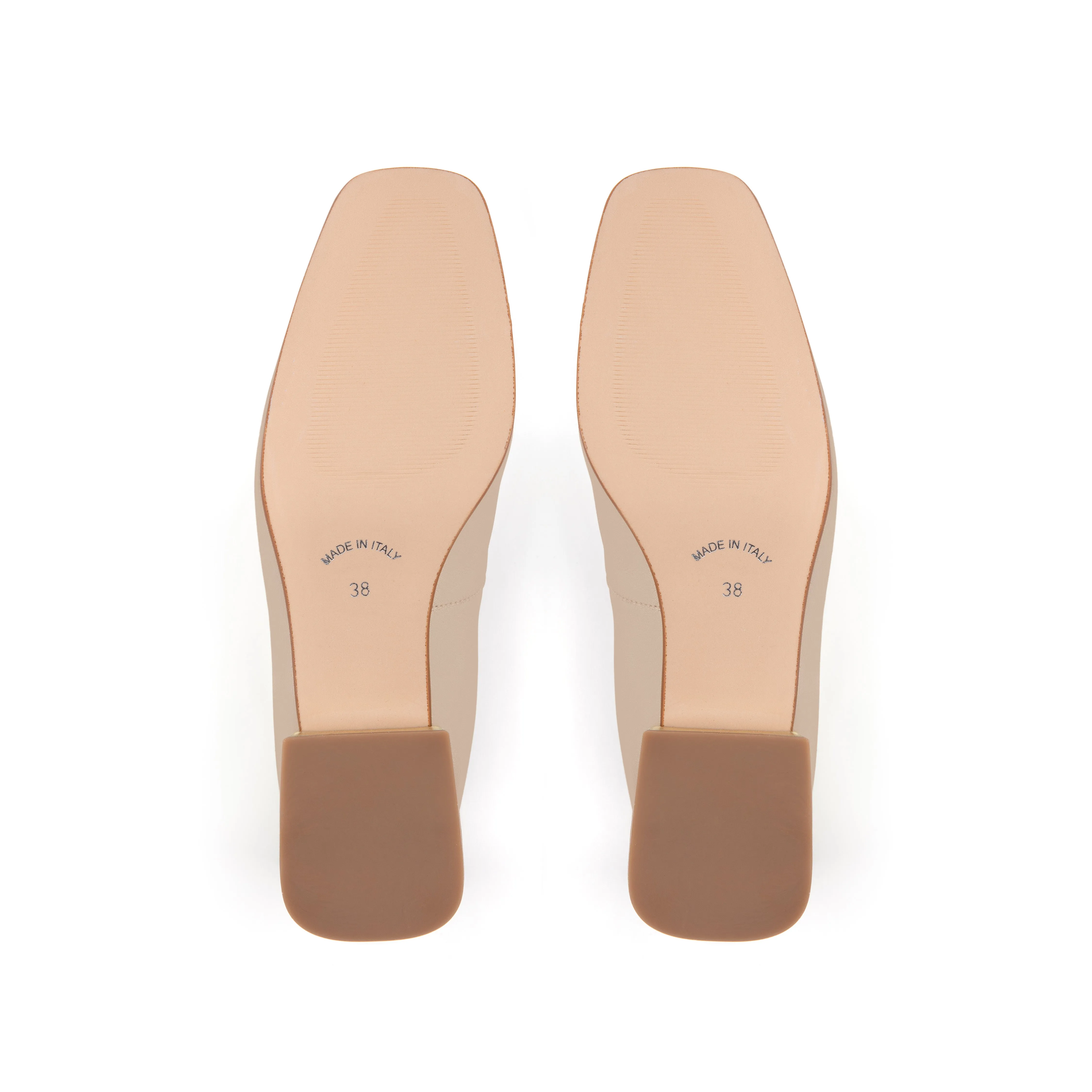 Misty: Beige & Black Leather Block Heel Ballerina