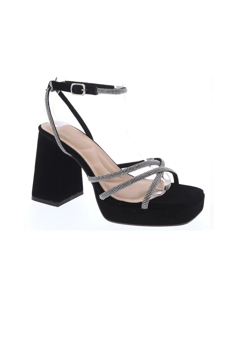 Nashville - Wide Friendly Embellished Ankle Strap Block Heels