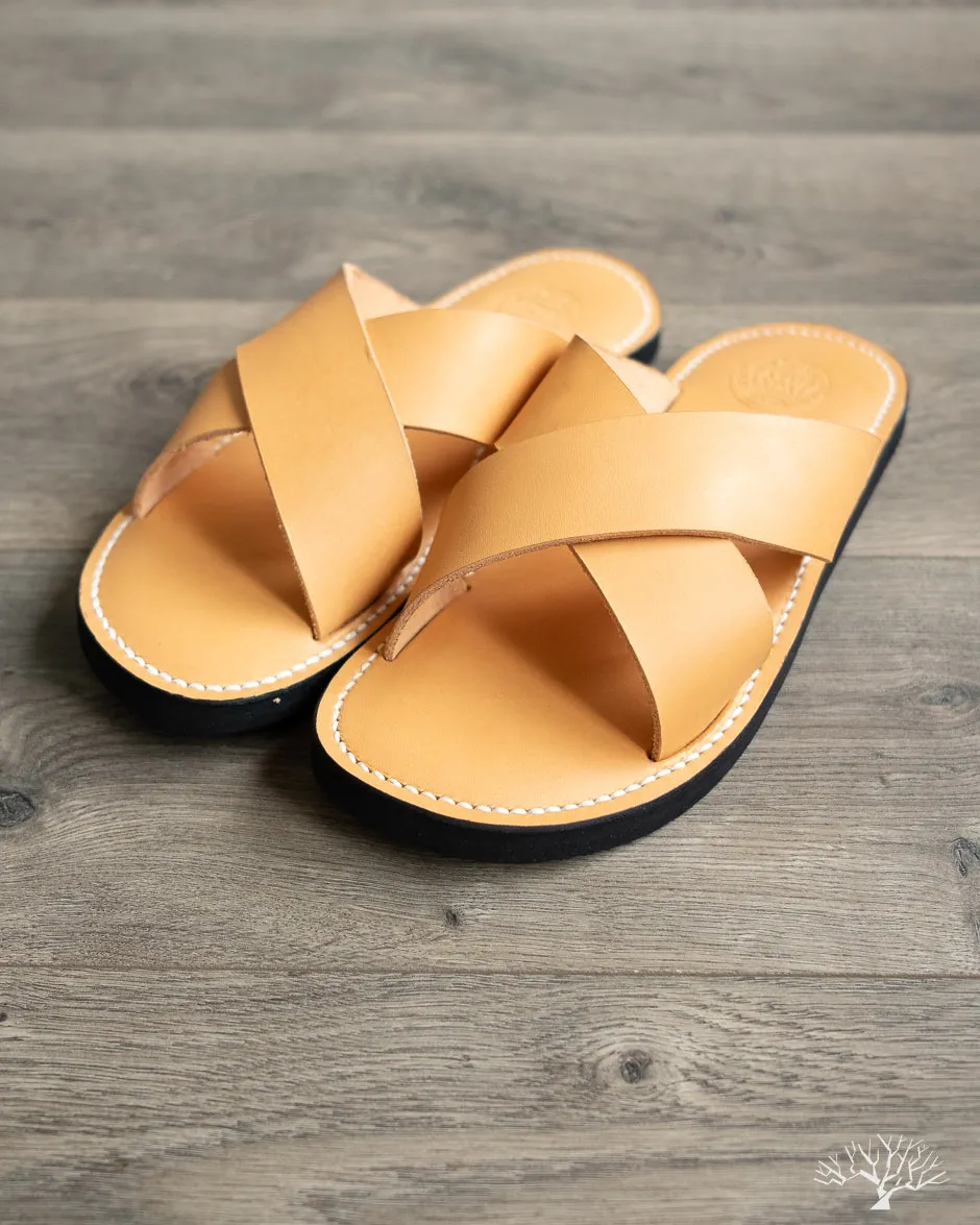 OGL x Dr. Sole Leather Cross Sandals - Natural