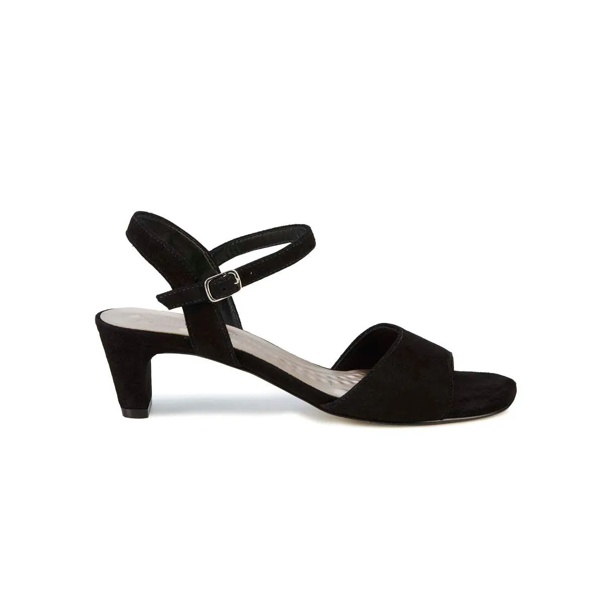 Ros Hommerson Lydia Women Adjustable Buckle Strap Sandal In Black Suede