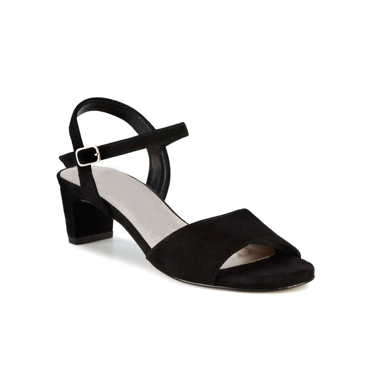 Ros Hommerson Lydia Women Adjustable Buckle Strap Sandal In Black Suede