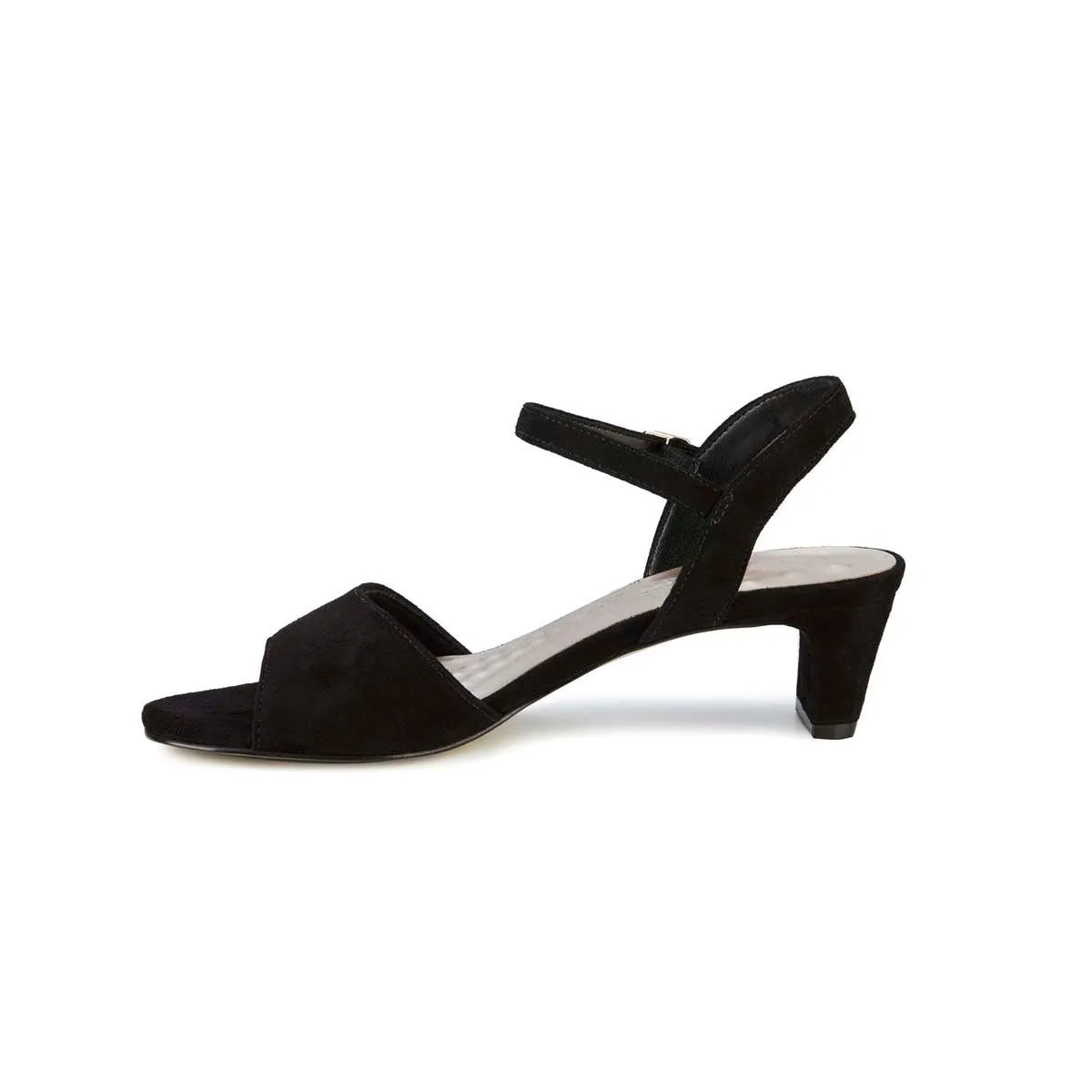 Ros Hommerson Lydia Women Adjustable Buckle Strap Sandal In Black Suede