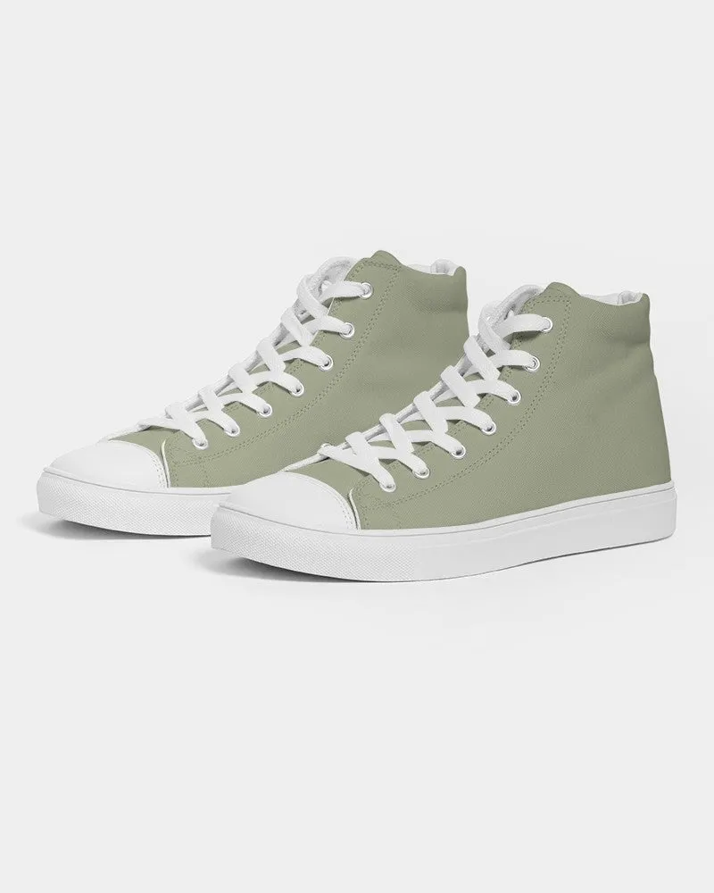 Shaded Pale Pastel Warm Green Gray High-Top Canvas Sneakers | Men's | C8M0Y30K30