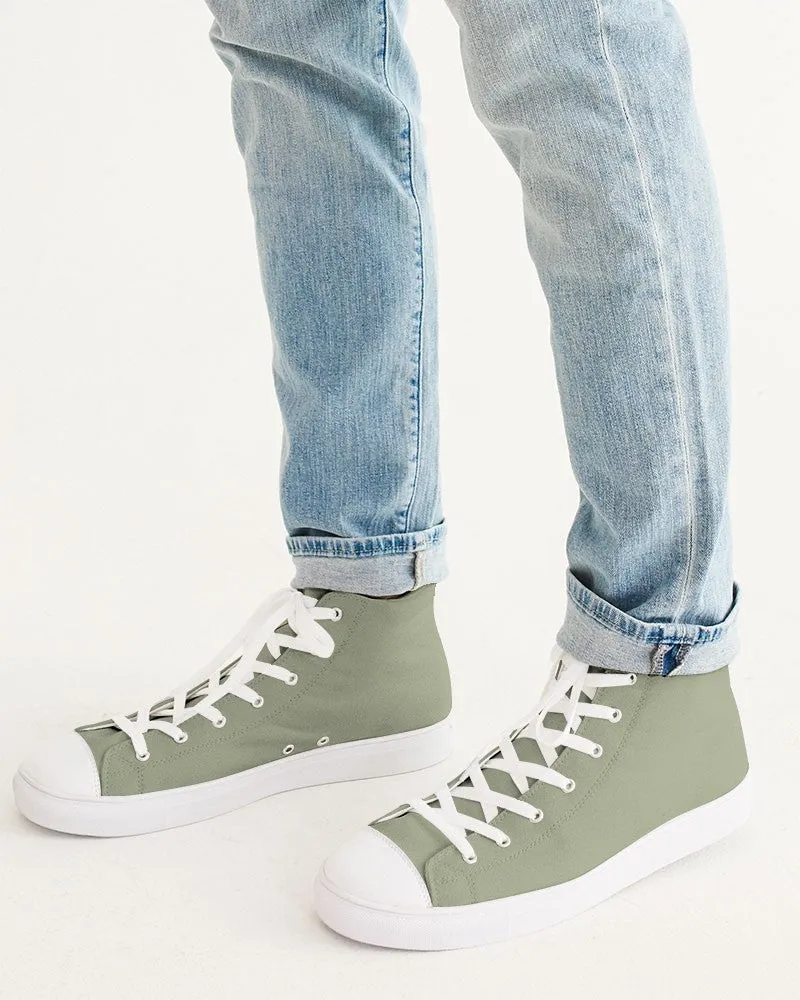 Shaded Pale Pastel Warm Green Gray High-Top Canvas Sneakers | Men's | C8M0Y30K30