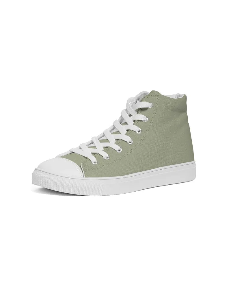 Shaded Pale Pastel Warm Green Gray High-Top Canvas Sneakers | Men's | C8M0Y30K30