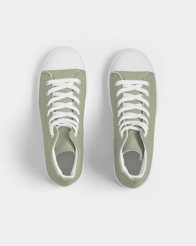 Shaded Pale Pastel Warm Green Gray High-Top Canvas Sneakers | Men's | C8M0Y30K30