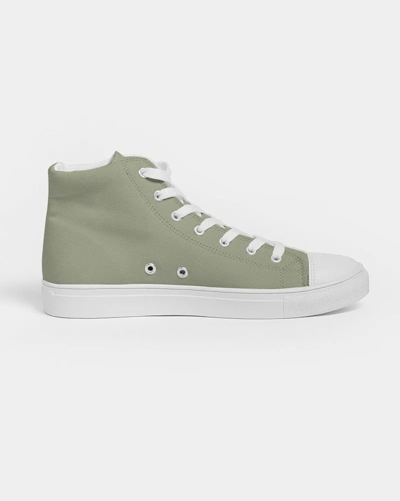 Shaded Pale Pastel Warm Green Gray High-Top Canvas Sneakers | Men's | C8M0Y30K30