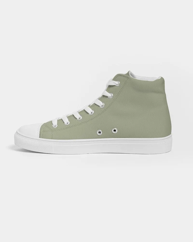 Shaded Pale Pastel Warm Green Gray High-Top Canvas Sneakers | Men's | C8M0Y30K30