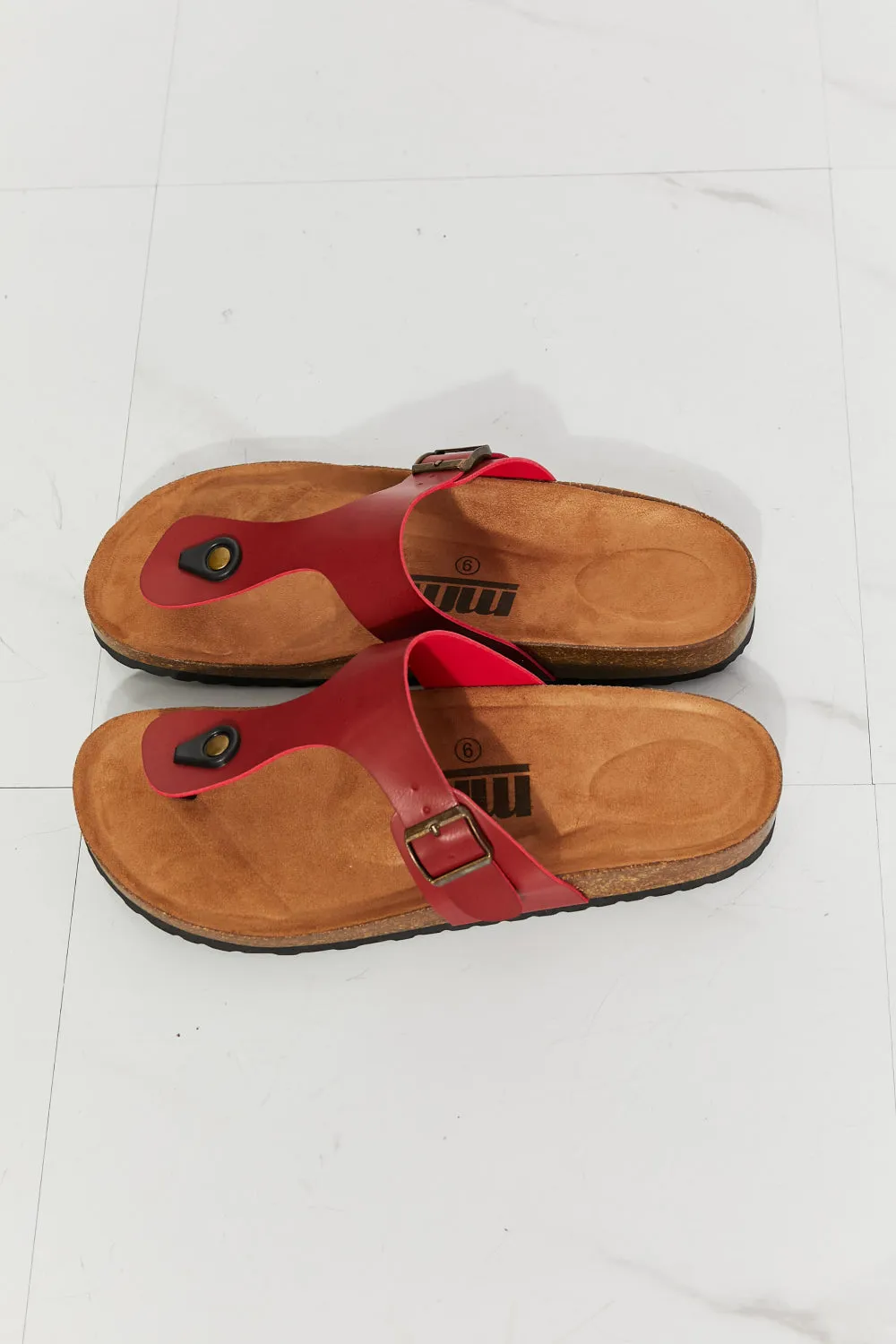 Vegan Cork Shoes Drift Away T-Strap Flip-Flop Boho Minimalist Slip-on Sandals Burgundy