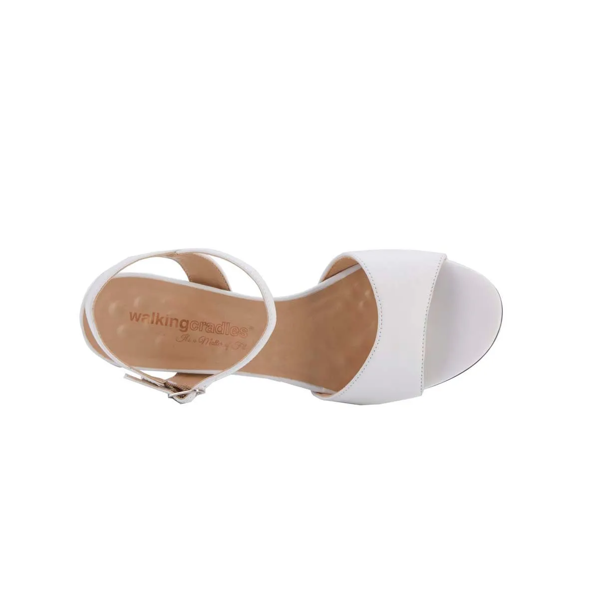 Walking Cradles Wc Lydia Women Strap Buckle Sandal In White Cashmere Leather