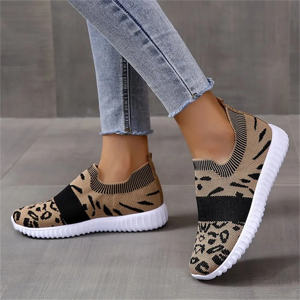 Women's Leopard Print Mesh Platform Sneakers, Breathable &amp; Casual Running Shoes, Women's Footwear SE1027