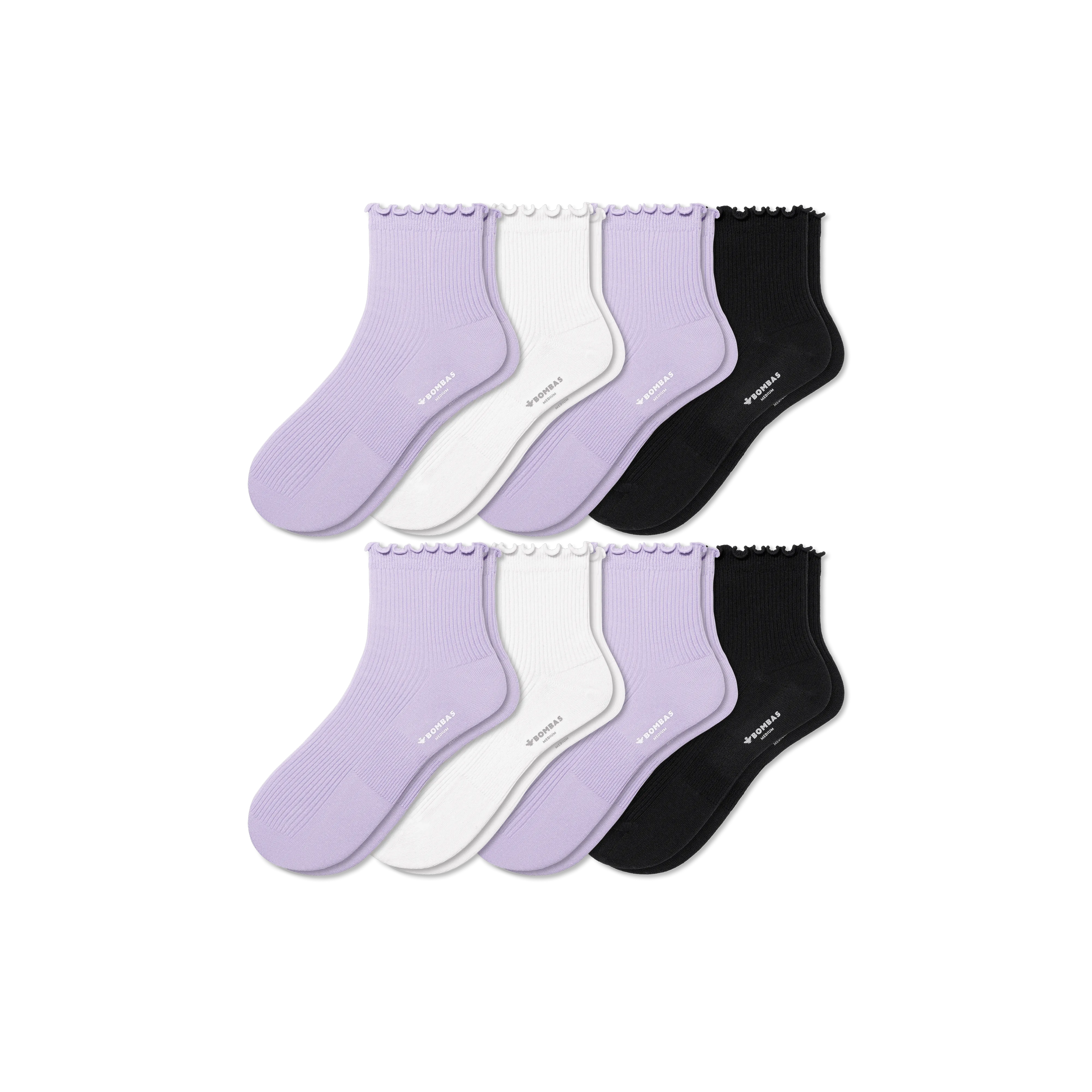 Women's Ruffle Rib Quarter Sock 8-Pack